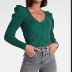 Express Green V-Neck Sweater